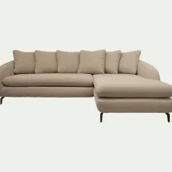 Canapé En Tissu|Canapé 4 Places*alinea Canapé d'angle droit convertible en tissu doux tramé - Beige