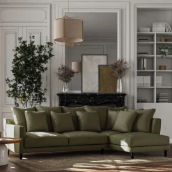 Canapé En Tissu|Canapé 4 Places*alinea Canapé d'angle droit conible en tissu joint - cèdre Vert