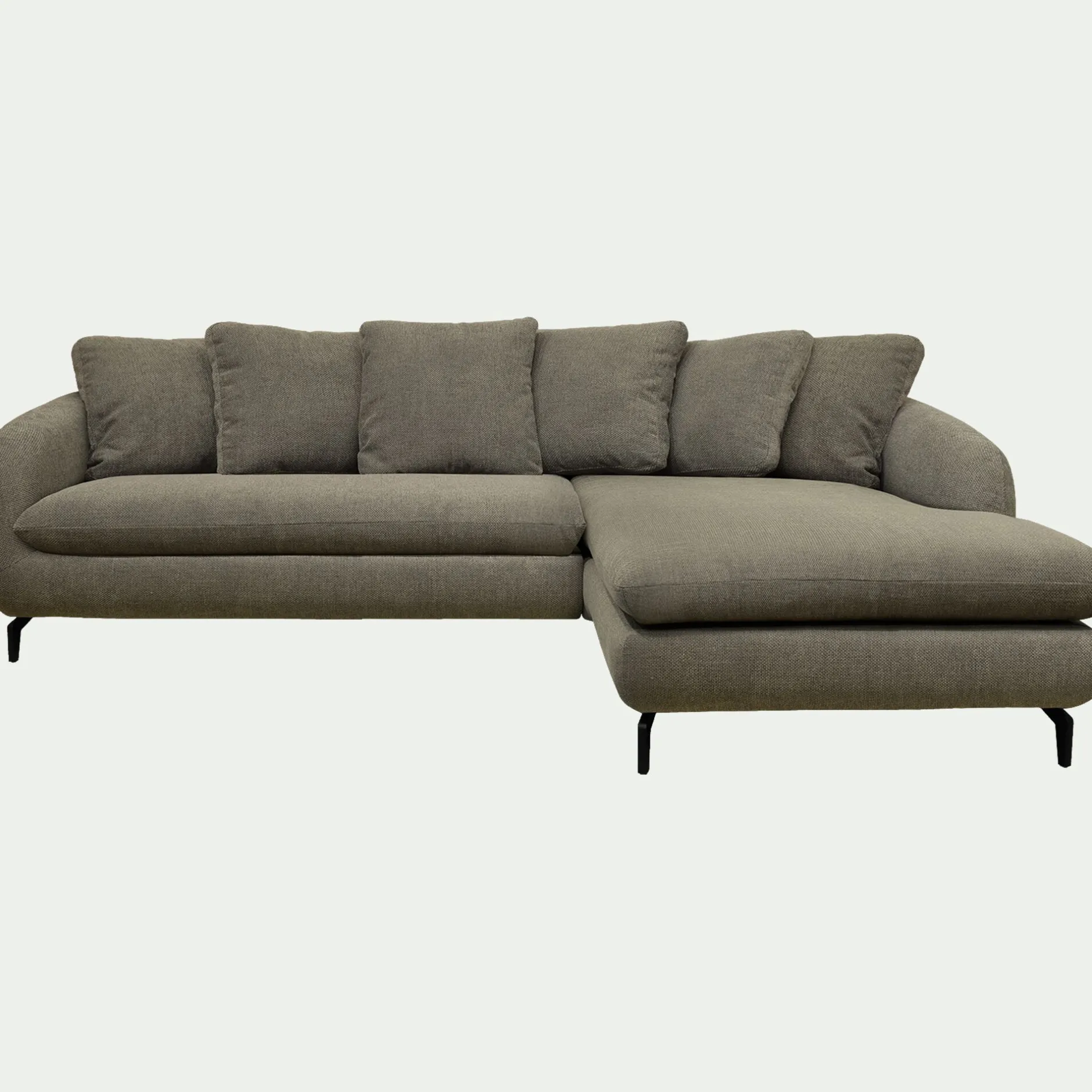 Canapé En Tissu|Canapé 4 Places*alinea Canapé d'angle droit conible en tissu tramé - garrigue Vert