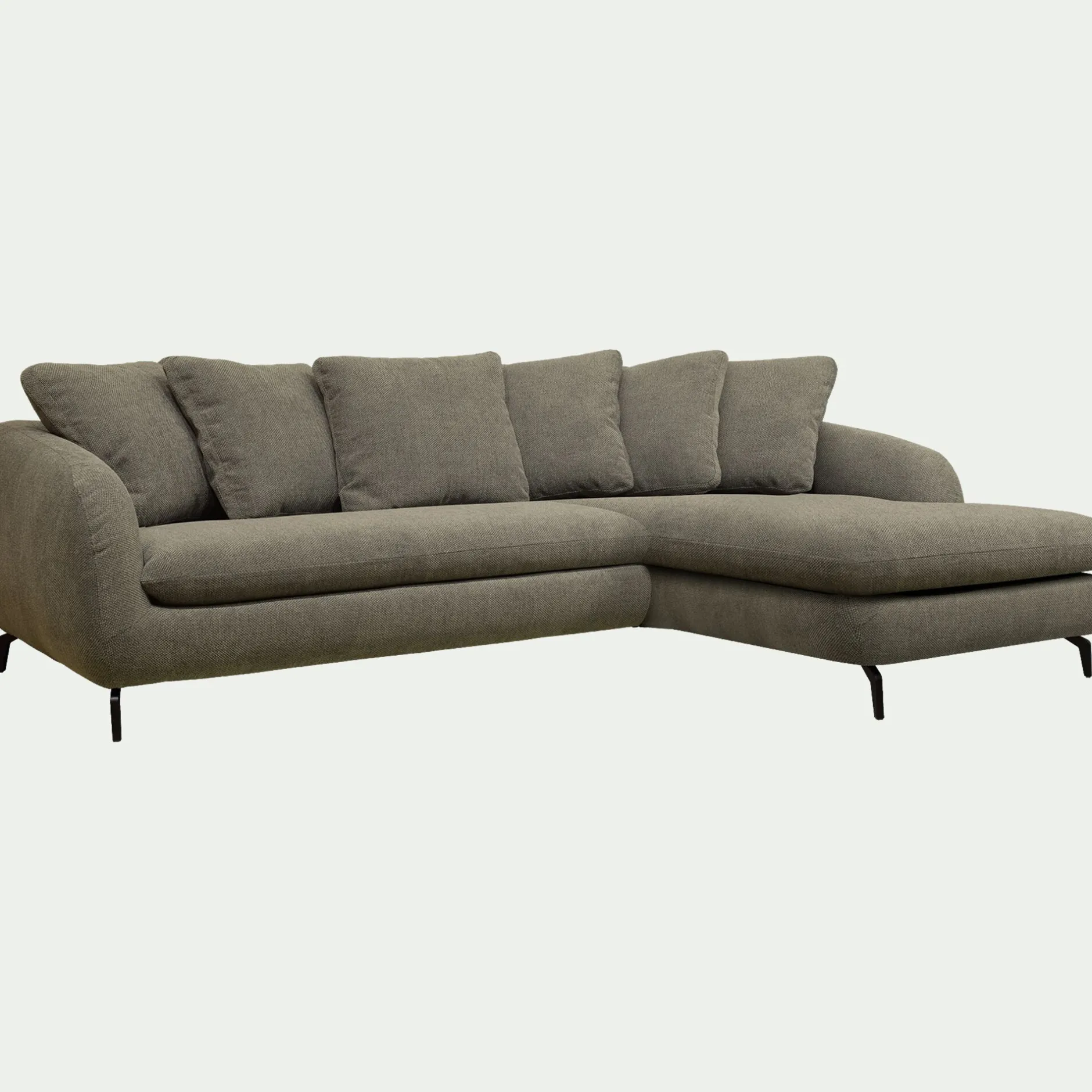 Canapé En Tissu|Canapé 4 Places*alinea Canapé d'angle droit conible en tissu tramé - garrigue Vert