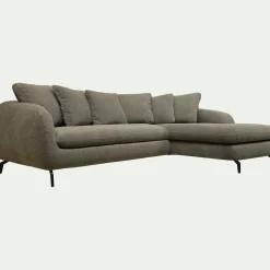 Canapé En Tissu|Canapé 4 Places*alinea Canapé d'angle droit conible en tissu tramé - garrigue Vert