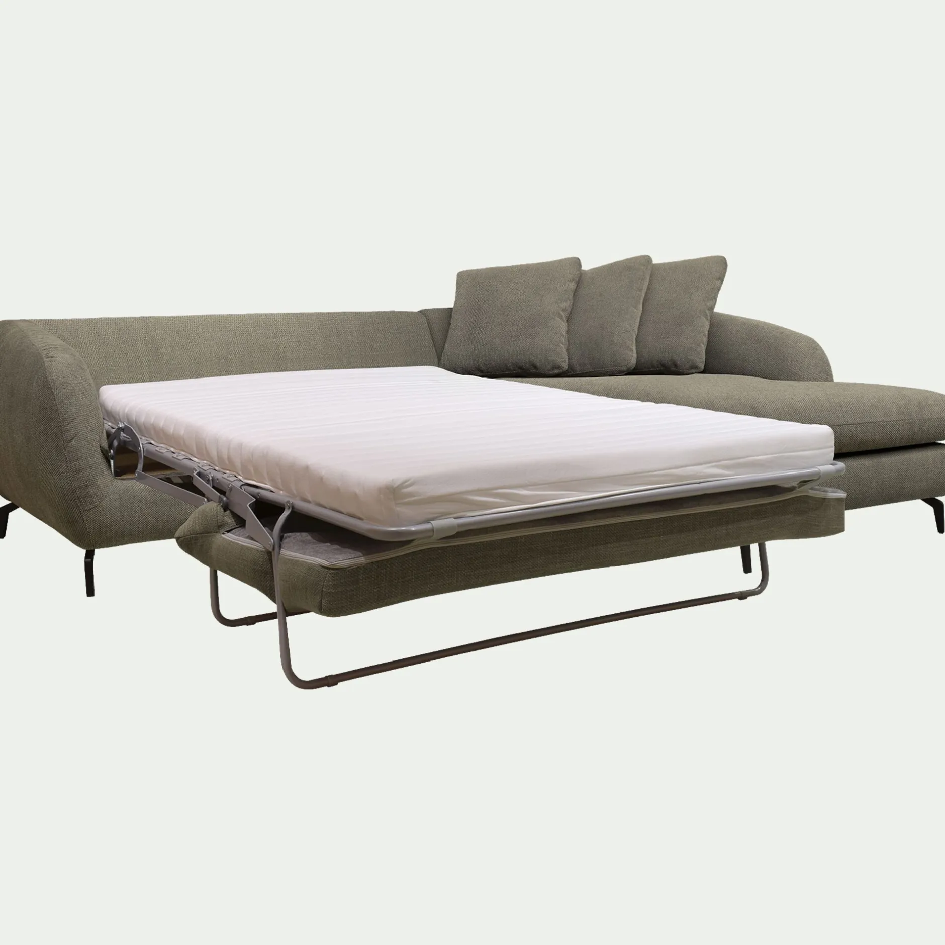 Canapé En Tissu|Canapé 4 Places*alinea Canapé d'angle droit conible en tissu tramé - garrigue Vert