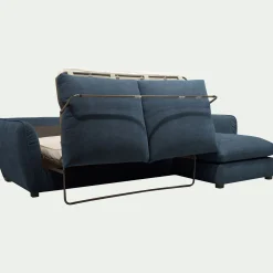 Canapé 5 Places|Canapé Convertible*alinea Canapé d'angle droit convertible en tissu Nature - Bleu