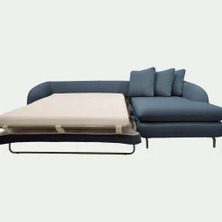 Canapé 4 Places|Canapé Convertible*alinea Canapé d'angle droit convertible en tissu doux tramé - Bleu