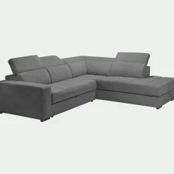Canapé 4 Places|Canapé Convertible*alinea Canapé d'angle droit convertible avec coffre en tissu doux - Gris