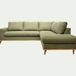 Canapé En Tissu|Canapé 5 Places*alinea Canapé d'angle droit conible en tissu Cosmo - kaki Vert