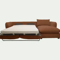 Canapé 5 Places|Canapé Convertible*alinea Canapé d'angle droit convertible en tissu Nature - brun rustrel Marron