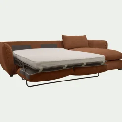 Canapé 5 Places|Canapé Convertible*alinea Canapé d'angle droit convertible en tissu Nature - brun rustrel Marron