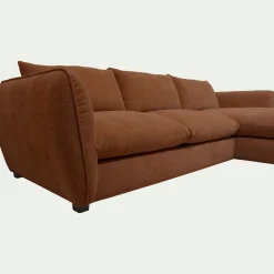 Canapé 5 Places|Canapé Convertible*alinea Canapé d'angle droit convertible en tissu Nature - brun rustrel Marron