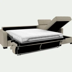Canapé 3 Places|Canapé Convertible*alinea Canapé d'angle droit convertible avec matelas Bultex en tissu pop avec accoudoirs 15cm - Beige