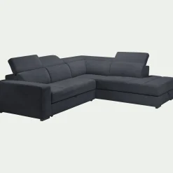 Canapé En Tissu|Canapé 4 Places*alinea Canapé d'angle droit convertible avec coffre en tissu doux - calabrun Bleu