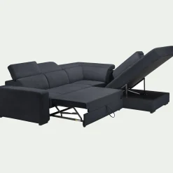 Canapé En Tissu|Canapé 4 Places*alinea Canapé d'angle droit convertible avec coffre en tissu doux - calabrun Bleu