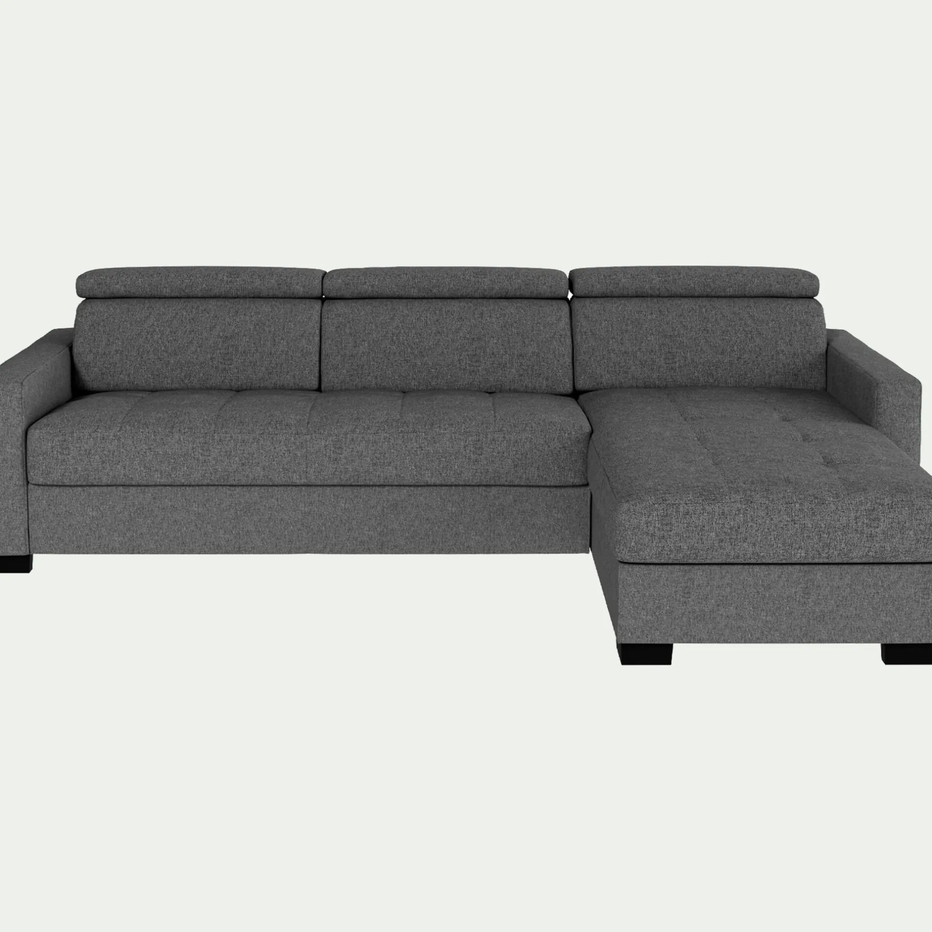 Canapé 3 Places|Canapé Convertible*alinea Canapé d'angle droit convertible avec matelas Bultex en tissu pop avec accoudoirs 15cm - Gris