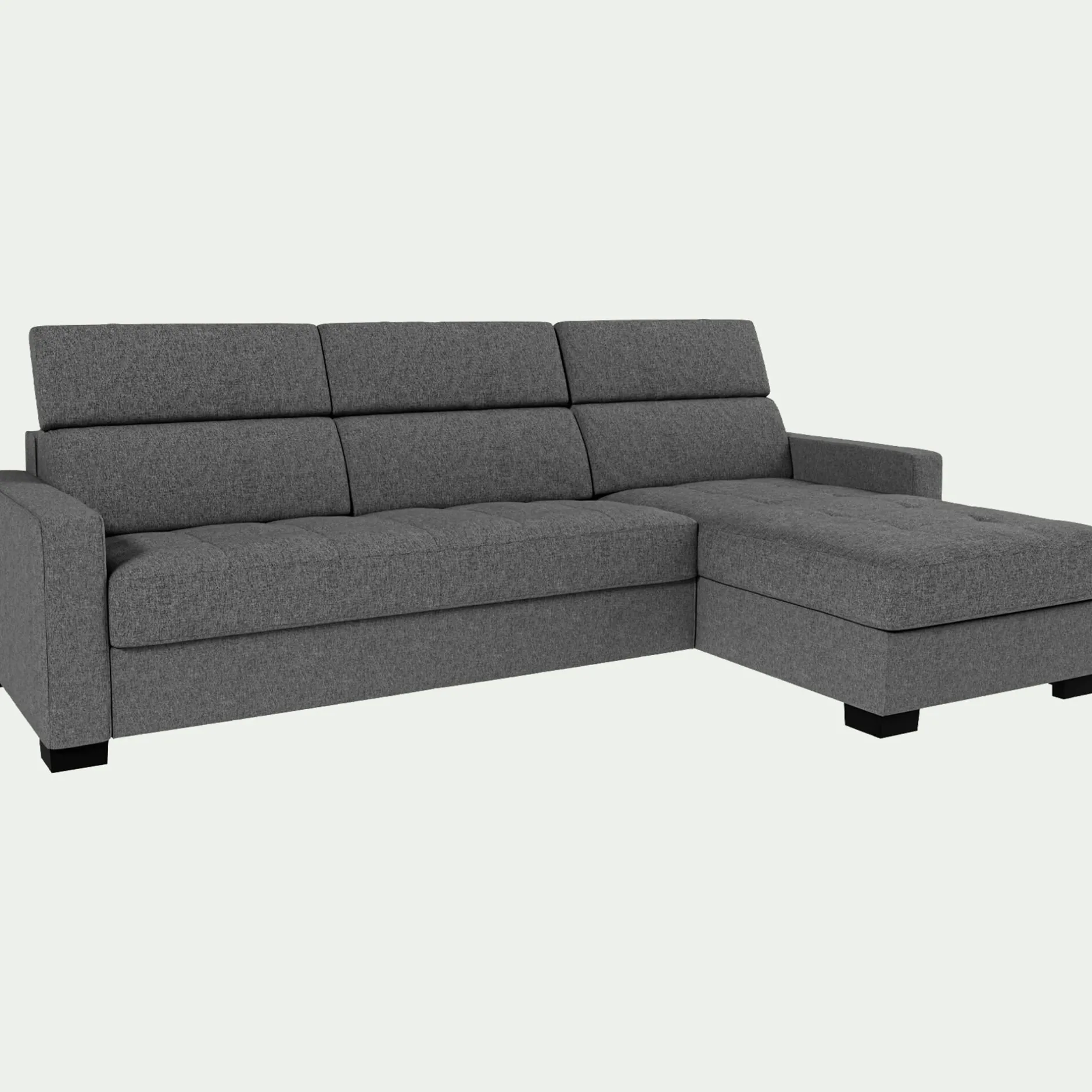Canapé 3 Places|Canapé Convertible*alinea Canapé d'angle droit convertible avec matelas Bultex en tissu pop avec accoudoirs 15cm - Gris