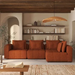 Canapé En Tissu|Canapé 4 Places*alinea Canapé d'angle droit en tissu Benjo - brun rustrel Marron