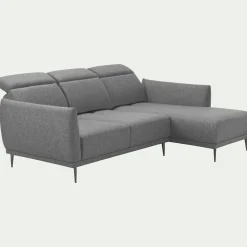 Canapé 3 Places|Canapé D'Angle*alinea Canapé d'angle droit en tissu avec fonction avance-recul - restanque Gris
