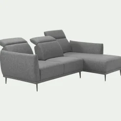Canapé 3 Places|Canapé D'Angle*alinea Canapé d'angle droit en tissu avec fonction avance-recul - restanque Gris