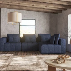 Canapé En Tissu|Canapé 4 Places*alinea Canapé d'angle droit en tissu Benjo - marine Bleu