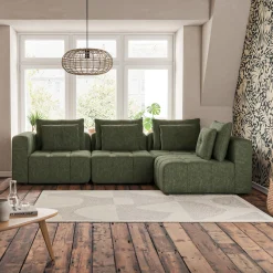 Canapé En Tissu|Canapé 4 Places*alinea Canapé d'angle droit en tissu Benjo - cèdre Vert