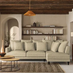 Canapé En Lin|Canapé En Tissu*alinea Canapé d'angle droit fixe en tissu mixte - alpilles Beige