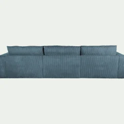 Canapé En Velours|Canapé 5 Places*alinea Canapé d'angle droit fixe en velours côtelé - Bleu
