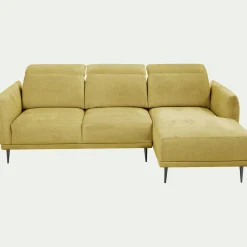 Canapé 3 Places|Canapé Fixe*alinea Canapé d'angle droit fixe en tissu memphis avec fonction avance-recul - argan Jaune