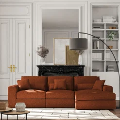 Canapé En Tissu|Canapé 5 Places*alinea Canapé d'angle droit fixe en chenille - Brun rustrel