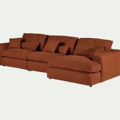 Canapé En Tissu|Canapé 5 Places*alinea Canapé d'angle droit fixe en chenille - Brun rustrel