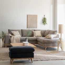 Canapé En Tissu|Canapé 5 Places*alinea Canapé d'angle droit fixe en tissu storm - taupe Gris