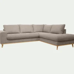 Canapé En Tissu|Canapé 5 Places*alinea Canapé d'angle droit fixe en tissu storm - taupe Gris