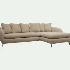 Canapé 4 Places|Canapé Fixe*alinea Canapé d'angle droit fixe en tissu doux tramé - Beige