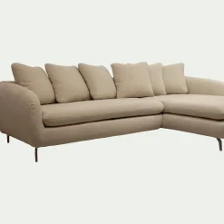 Canapé 4 Places|Canapé Fixe*alinea Canapé d'angle droit fixe en tissu doux tramé - Beige