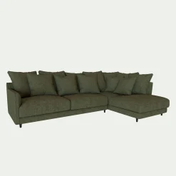 Canapé En Tissu|Canapé 4 Places*alinea Canapé d'angle droit fixe en tissu joint - cèdre Vert