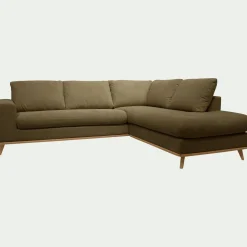 Canapé 5 Places|Canapé Fixe*alinea Canapé d'angle droit fixe en tissu Crown - cèdre Vert