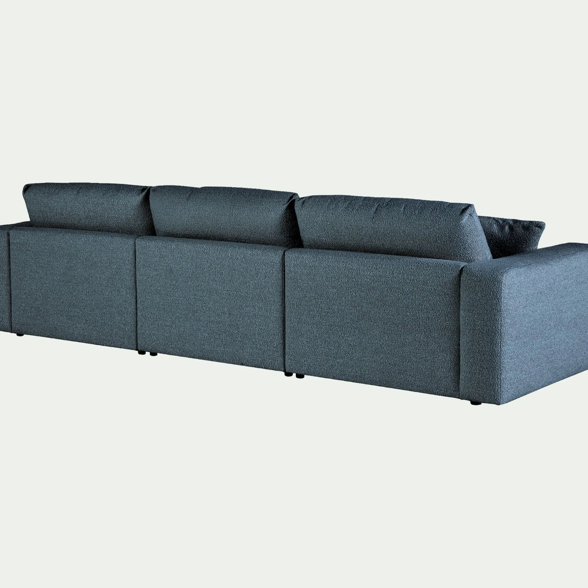 Canapé En Tissu|Canapé 5 Places*alinea Canapé d'angle droit fixe en tissu bouclette - Bleu