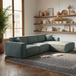 Canapé En Tissu|Canapé 3 Places*alinea Canapé d'angle droit fixe en tissu genesis - Bleu