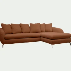 Canapé En Tissu|Canapé 4 Places*alinea Canapé d'angle droit fixe en tissu doux tramé - brun rustrel Marron