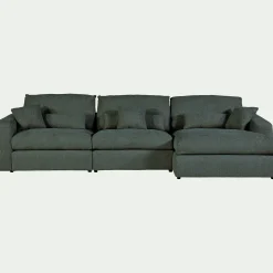 Canapé En Tissu|Canapé 5 Places*alinea Canapé d'angle droit fixe en chenille - calaluna Bleu