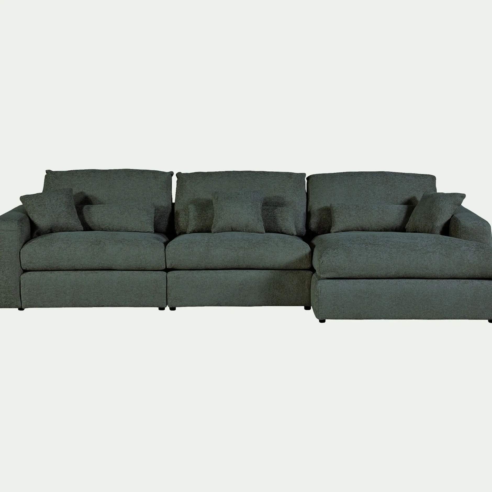 Canapé En Tissu|Canapé 5 Places*alinea Canapé d'angle droit fixe en chenille - calaluna Bleu