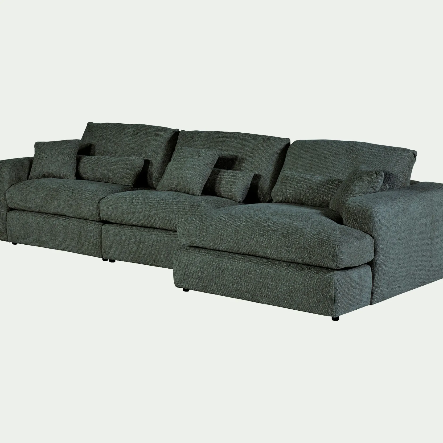 Canapé En Tissu|Canapé 5 Places*alinea Canapé d'angle droit fixe en chenille - calaluna Bleu