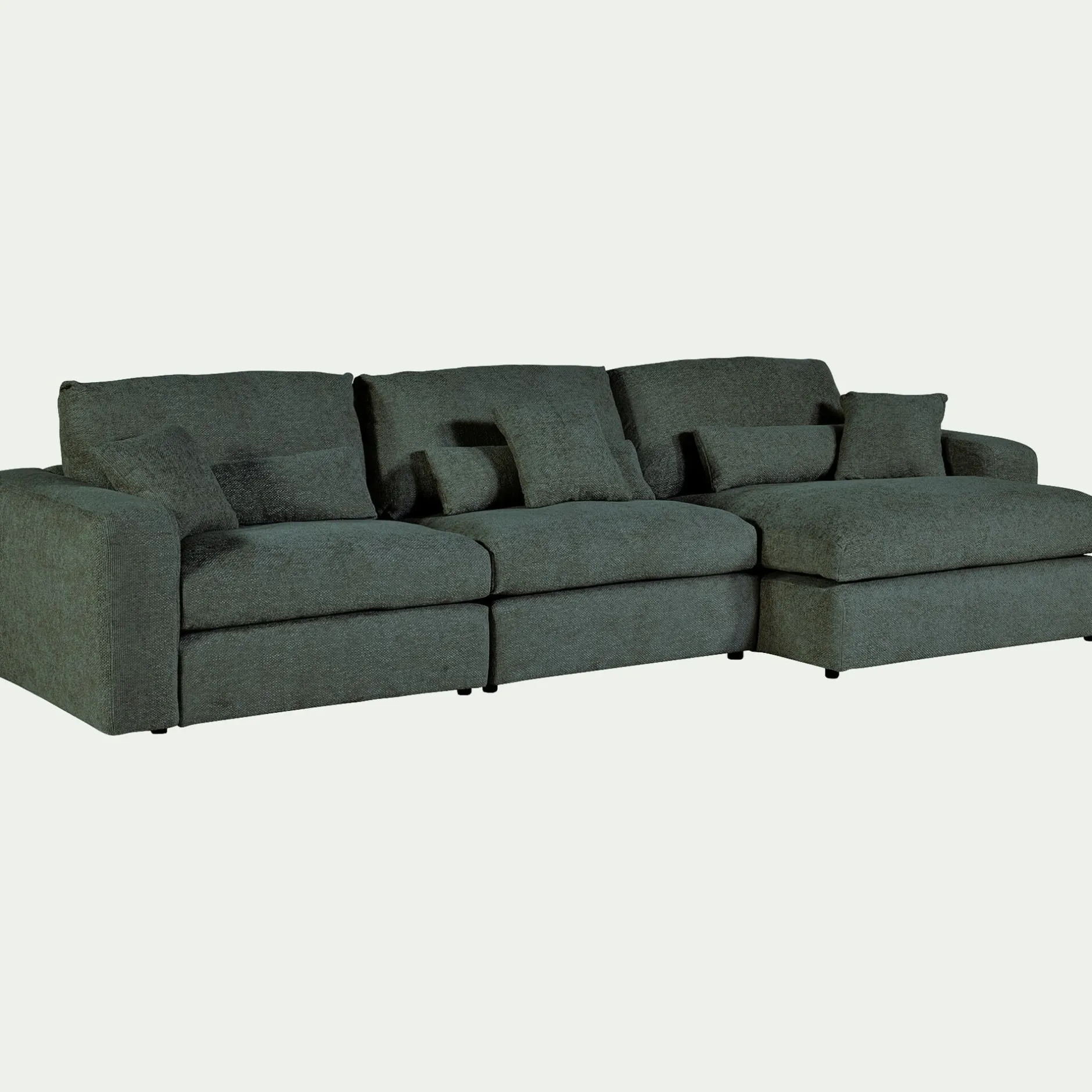 Canapé En Tissu|Canapé 5 Places*alinea Canapé d'angle droit fixe en chenille - calaluna Bleu