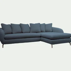 Canapé 4 Places|Canapé Fixe*alinea Canapé d'angle droit fixe en tissu doux tramé - Bleu