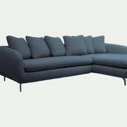 Canapé 4 Places|Canapé Fixe*alinea Canapé d'angle droit fixe en tissu doux tramé - Bleu