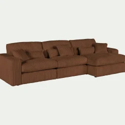 Canapé En Velours|Canapé En Tissu*alinea Canapé d'angle droit fixe en tissu côtelé bita - brun rustrel Marron