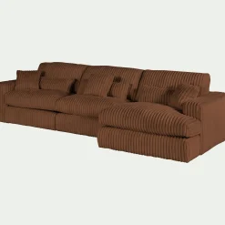 Canapé En Velours|Canapé En Tissu*alinea Canapé d'angle droit fixe en tissu côtelé bita - brun rustrel Marron