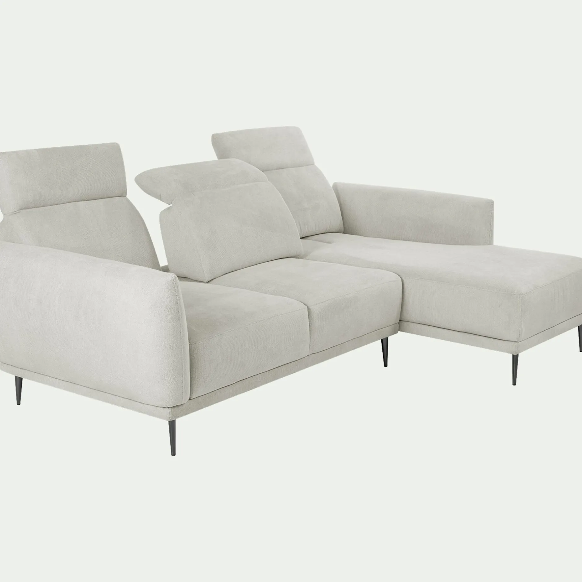 Canapé 3 Places|Canapé Fixe*alinea Canapé d'angle droit fixe en tissu memphis avec fonction avance-recul - roucas Beige