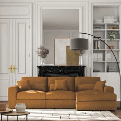 Canapé En Tissu|Canapé 5 Places*alinea Canapé d'angle droit fixe en chenille - argan Jaune