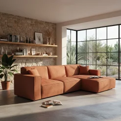 Canapé En Tissu|Canapé Fixe*alinea Canapé d'angle droit fixe en tissu genesis - brun rustrel Marron