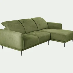 Canapé 3 Places|Canapé Fixe*alinea Canapé d'angle droit fixe en tissu memphis avec fonction avance-recul - cèdre Vert