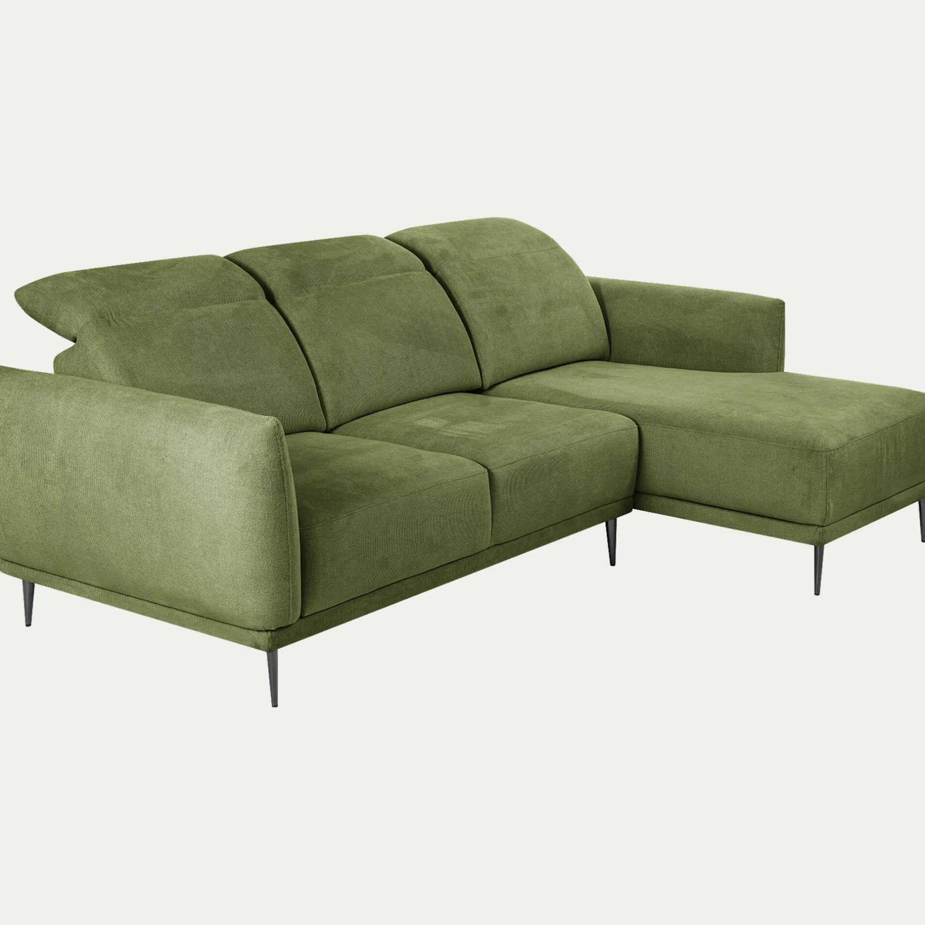 Canapé 3 Places|Canapé Fixe*alinea Canapé d'angle droit fixe en tissu memphis avec fonction avance-recul - cèdre Vert